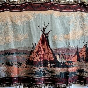 Vintage Goodwin Weavers Teepee Native American Southwest Plains Tapestry Throw
